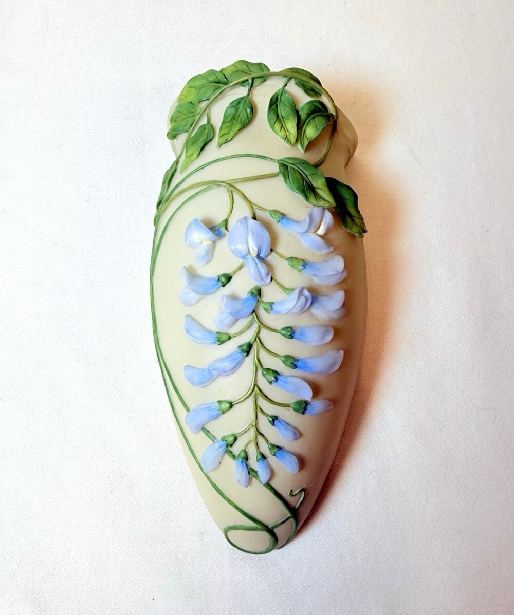 Ibis & Orchid Design Wisteria #118 Wall Mounted Glass Vase Matte Floral W/B/G